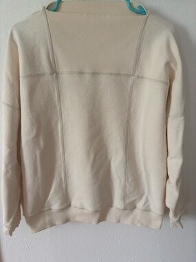 Women's Cream Crewneck Sweatshirt - Minimal Panel Detail